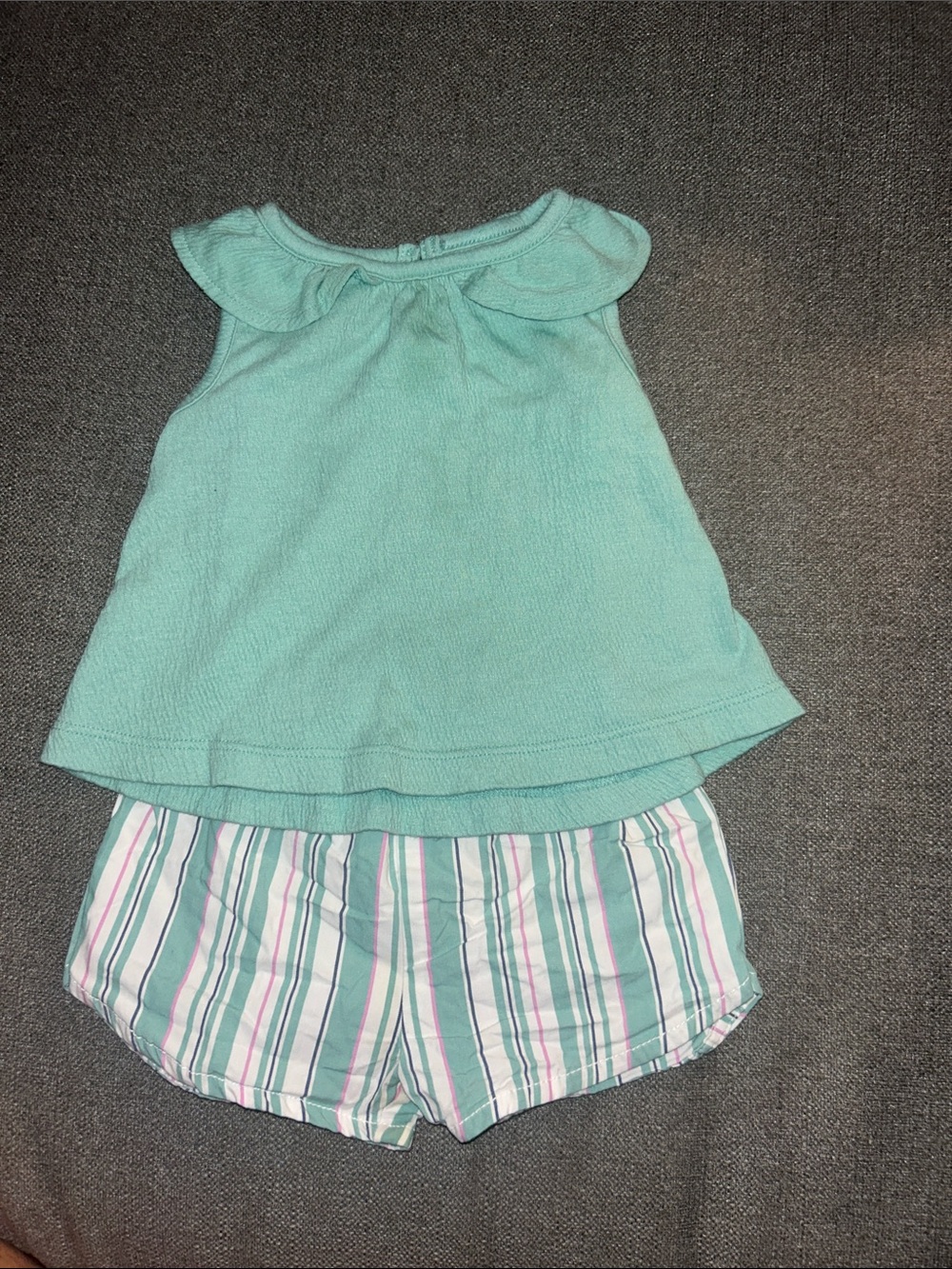 Carter's Mint Green Top with Striped Shorts Set